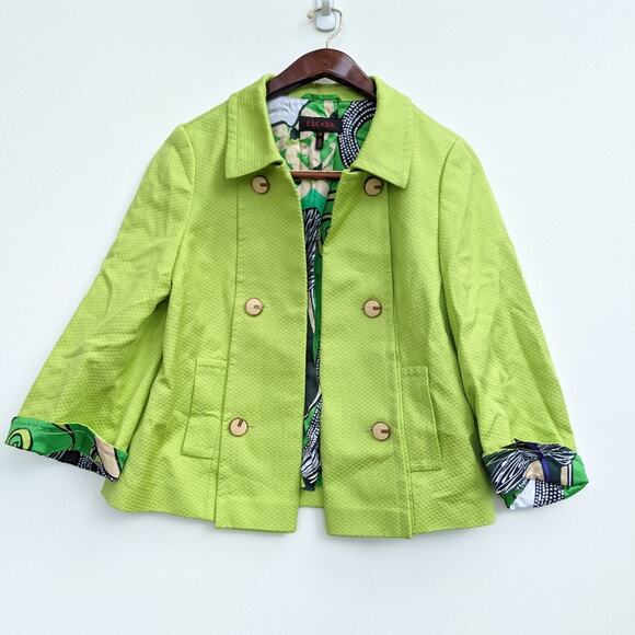 Escada Double Breasted Jacket Lime Green 38